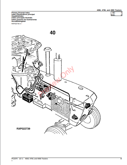 JOHN DEERE 4555, 4755, 4955 TRACTORS PC2270 - PARTS CATALOG MANUAL