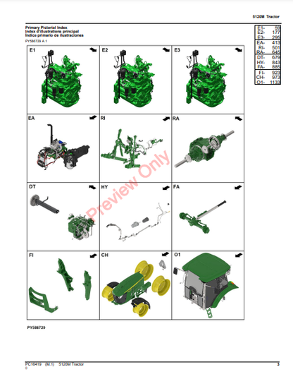 JOHN DEERE 5120M TRACTOR PC16419 - PARTS CATALOG MANUAL