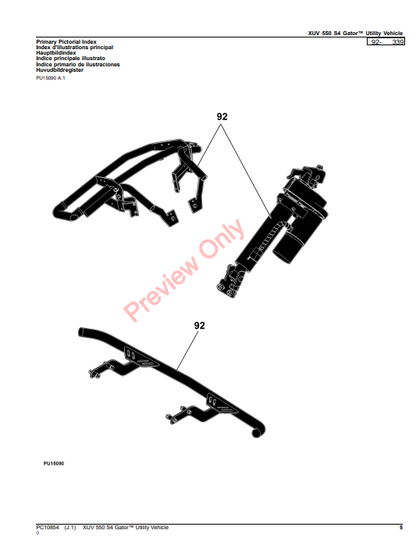 JOHN DEERE XUV 550 S4 GATOR UTILITY VEHICLE PC10854 - PARTS CATALOG MANUAL