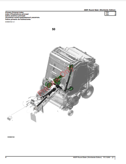 JOHN DEERE 460R ROUND BALER (WORLDWIDE EDITION) PC13260 - PARTS CATALOG MANUAL