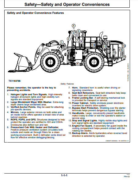 OPERATOR MANUAL - JOHN DEERE 944K Construction Loader OMT414139X19