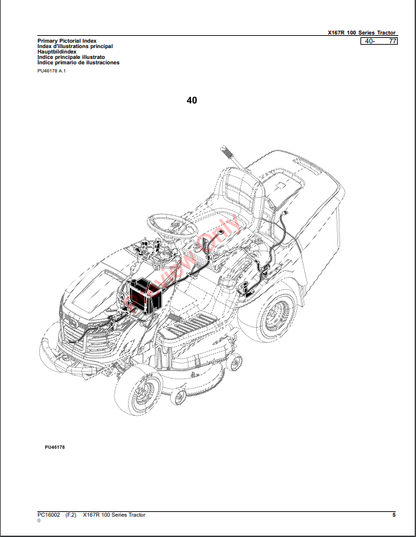 JOHN DEERE X167R 100 SERIES TRACTOR PC16002 - PARTS CATALOG MANUAL