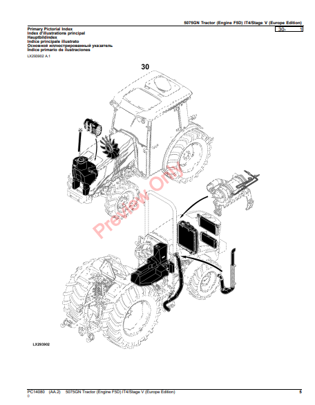 JOHN DEERE 5075GN TRACTOR (ENGINE F5D) IT4/STAGE V (EUROPE EDITION) PC14080 - PARTS CATALOG MANUAL