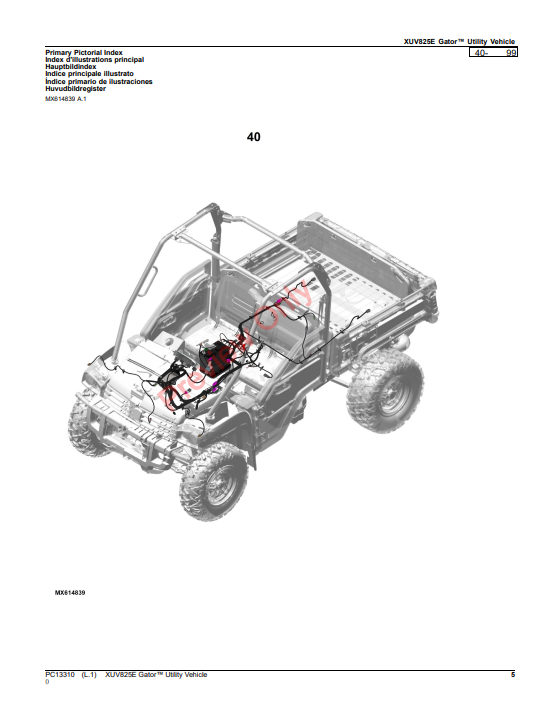 JOHN DEERE XUV825E GATOR UTILITY VEHICLE PC13310 - PARTS CATALOG MANUAL