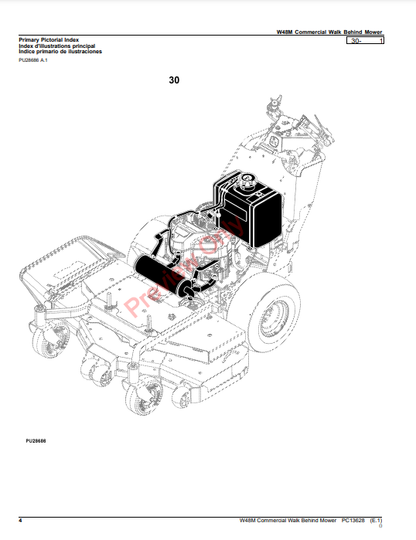 JOHN DEERE W48M COMMERCIAL WALK BEHIND MOWER PC13628 - PARTS CATALOG MANUAL