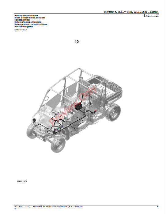 JOHN DEERE XUV590E S4 GATOR UTILITY VEHICLE PC13272 - PARTS CATALOG MANUAL