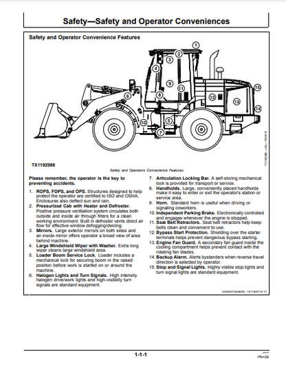 OPERATOR MANUAL - JOHN DEERE 524K (0) Construction Loader OMT361496X19