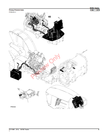 JOHN DEERE 5075E TRACTOR (CAB:-1PY5075EPHJ402100) (OOS:-1PY5075ECHJ103100 (FT4)) (NORTH AMERICA EDITION) PC11986 - PARTS CATALOG MANUAL