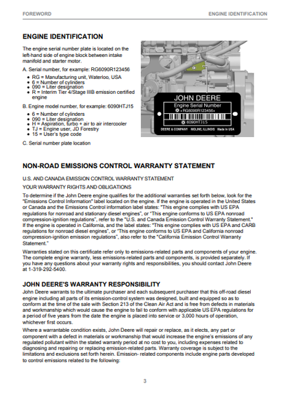 F685891 - JOHN DEERE 1470E IT4 CH9 (E SERIES) Forestry Wheeled Harvesters  OPERATOR MANUAL