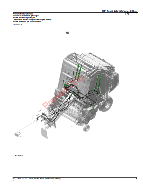 JOHN DEERE 460R ROUND BALER (WORLDWIDE EDITION) PC13260 - PARTS CATALOG MANUAL