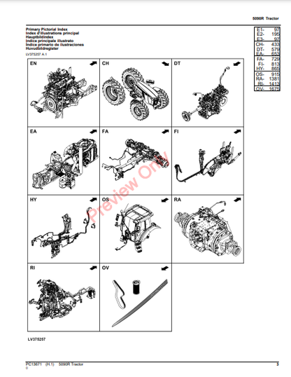 JOHN DEERE 5090R TRACTOR PC13671 - PARTS CATALOG MANUAL