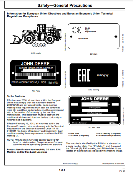 OPERATOR MANUAL - JOHN DEERE 944K Construction Loader OMT414139X19