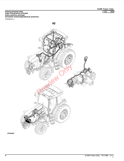 JOHN DEERE 6135B TRACTOR (CAB) PC11588 - PARTS CATALOG MANUAL