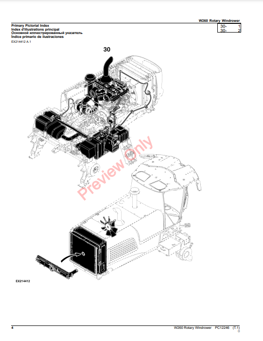 JOHN DEERE W260 ROTARY WINDROWER PC12246 - PARTS CATALOG MANUAL