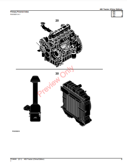 JOHN DEERE 450 TRACTOR (CHINA EDITION) PC4649 - PARTS CATALOG MANUAL