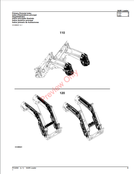 JOHN DEERE 543R LOADER PC3294 - PARTS CATALOG MANUAL