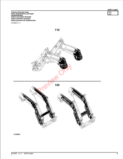 JOHN DEERE 543R LOADER PC3294 - PARTS CATALOG MANUAL