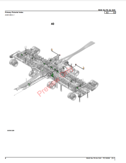 JOHN DEERE N540 NO-TILL AIR DRILL PC16056 - PARTS CATALOG MANUAL