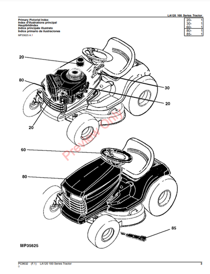 JOHN DEERE LA120 TRACTOR PC9632 - PARTS CATALOG MANUAL