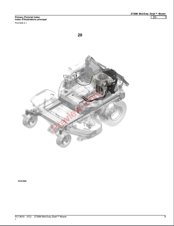 JOHN DEERE Z730M MID-DUTY ZTRAK MOWER PC13619 - PARTS CATALOG MANUAL