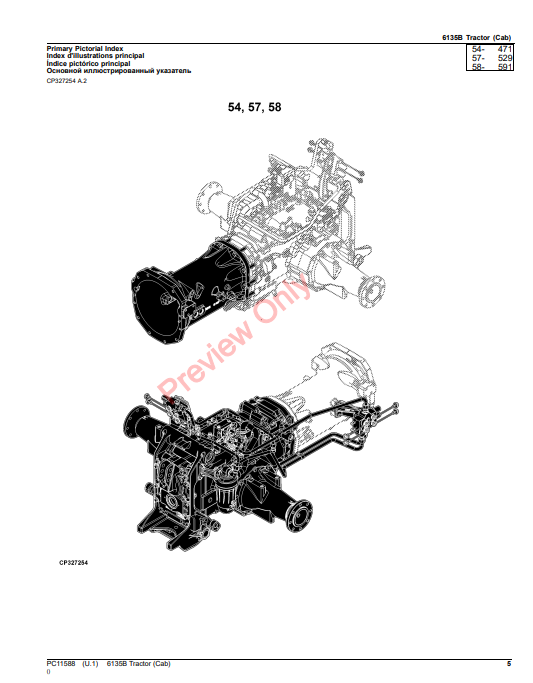 JOHN DEERE 6135B TRACTOR (CAB) PC11588 - PARTS CATALOG MANUAL