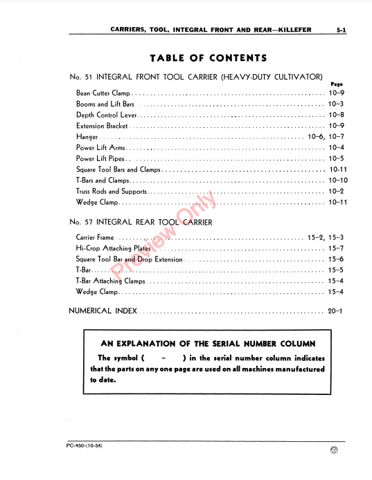 JOHN DEERE INTEGRAL TOOL CARRIER-NO.51 FRONT AND NO.57 REAR PC450 - PARTS CATALOG MANUAL