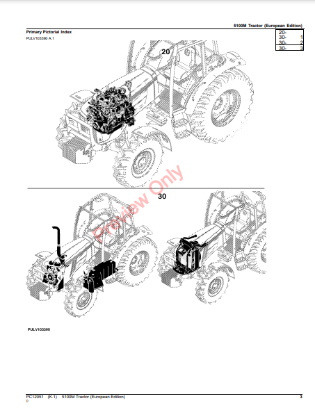 JOHN DEERE 5100M TRACTOR (EUROPEAN EDITION) PC12051 - PARTS CATALOG MANUAL