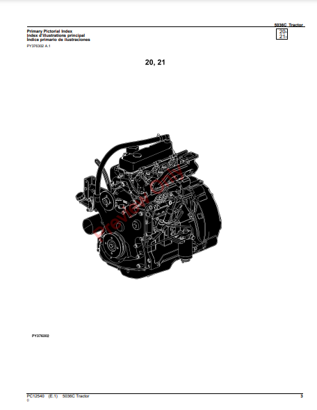 JOHN DEERE 5036C TRACTOR PC12540 - PARTS CATALOG MANUAL