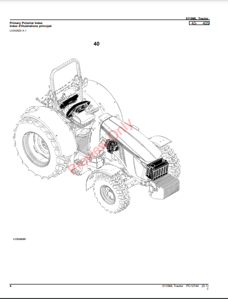 JOHN DEERE 5115ML TRACTOR PC12744 - PARTS CATALOG MANUAL