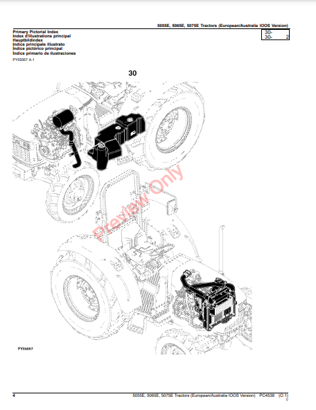 JOHN DEERE 5055E, 5065E AND 5075 TRACTORS (STAGE IIIA ENGINE) (EUROPE / AUSTRALIA IOOS VERSION) PC4538 - PARTS CATALOG MANUAL