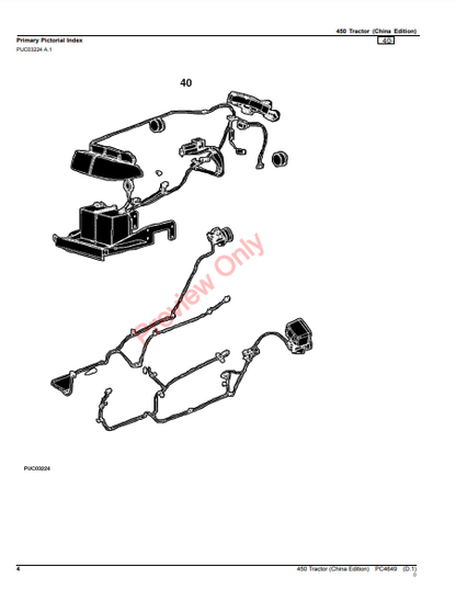 JOHN DEERE 450 TRACTOR (CHINA EDITION) PC4649 - PARTS CATALOG MANUAL