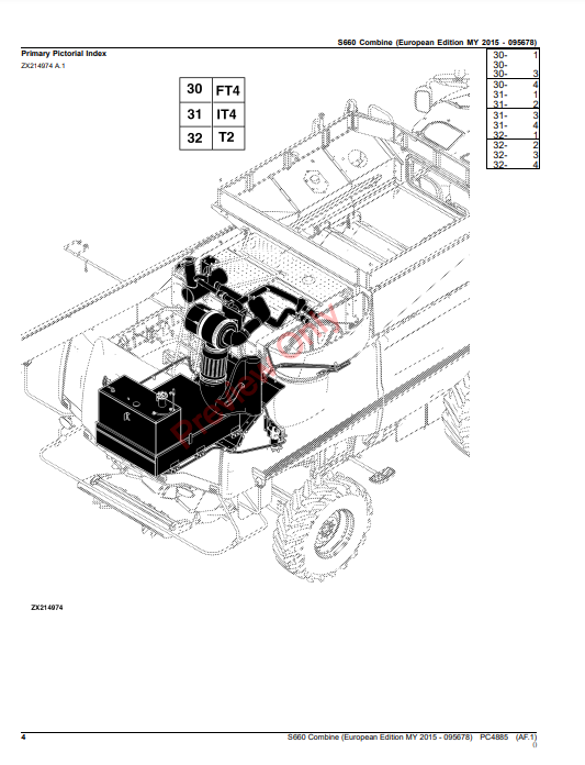 JOHN DEERE S660 COMBINE (EUROPEAN EDITION) PC4885 - PARTS CATALOG MANUAL