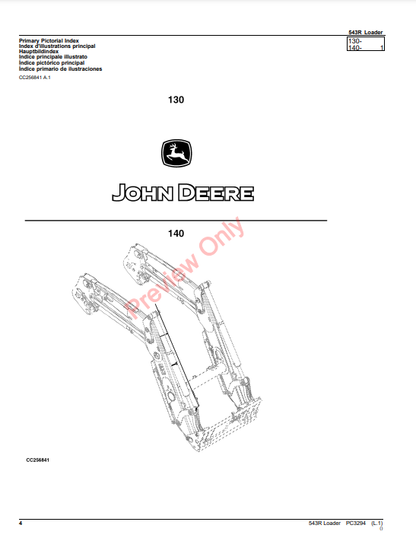 JOHN DEERE 543R LOADER PC3294 - PARTS CATALOG MANUAL