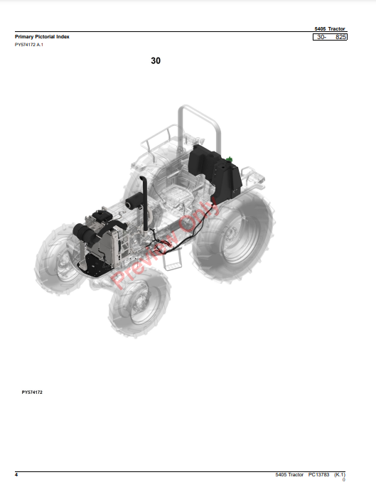 JOHN DEERE 5405 TRACTOR PC13783 - PARTS CATALOG MANUAL