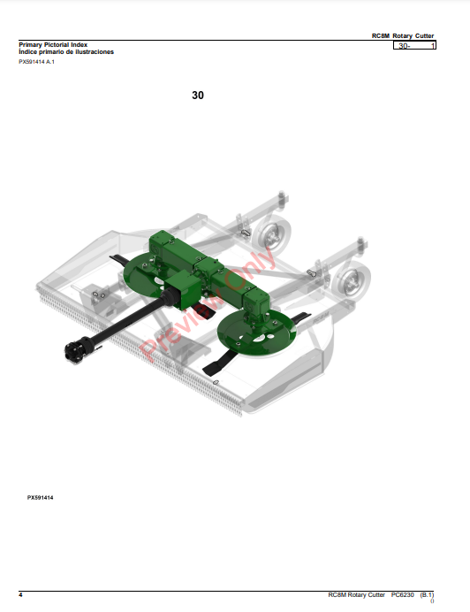 JOHN DEERE RC8M ROTARY CUTTER PC6230 - PARTS CATALOG MANUAL