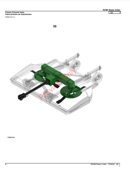 JOHN DEERE RC8M ROTARY CUTTER PC6230 - PARTS CATALOG MANUAL