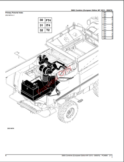 JOHN DEERE S685 COMBINE PC4888 - PARTS CATALOG MANUAL