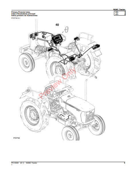 JOHN DEERE 5036C TRACTOR PC12540 - PARTS CATALOG MANUAL