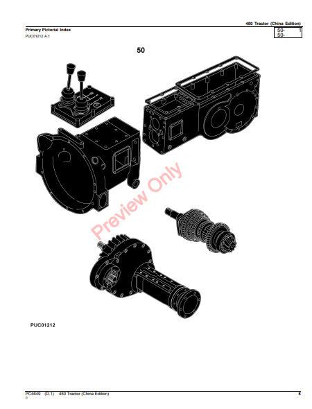 JOHN DEERE 450 TRACTOR (CHINA EDITION) PC4649 - PARTS CATALOG MANUAL