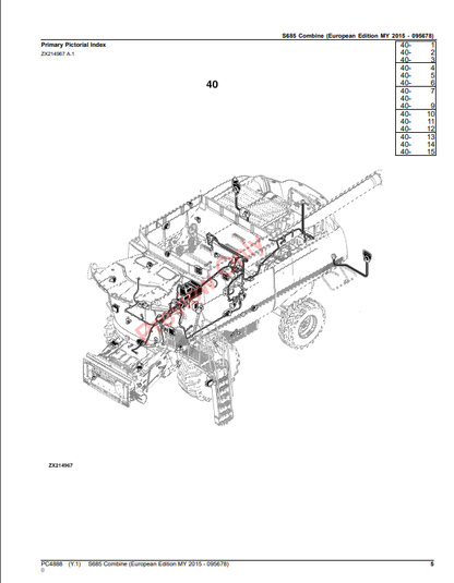 JOHN DEERE S685 COMBINE PC4888 - PARTS CATALOG MANUAL