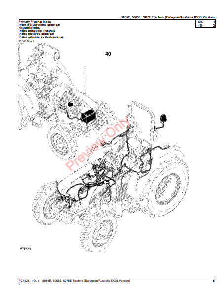 JOHN DEERE 5055E, 5065E AND 5075 TRACTORS (STAGE IIIA ENGINE) (EUROPE / AUSTRALIA IOOS VERSION) PC4538 - PARTS CATALOG MANUAL