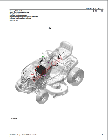 JOHN DEERE X107 (100 SERIES) TRACTOR PC13997 - PARTS CATALOG MANUAL