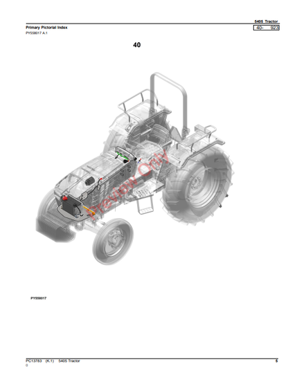 JOHN DEERE 5405 TRACTOR PC13783 - PARTS CATALOG MANUAL