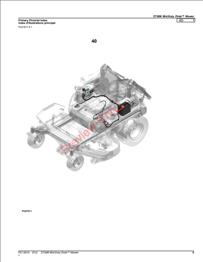 JOHN DEERE Z730M MID-DUTY ZTRAK MOWER PC13619 - PARTS CATALOG MANUAL