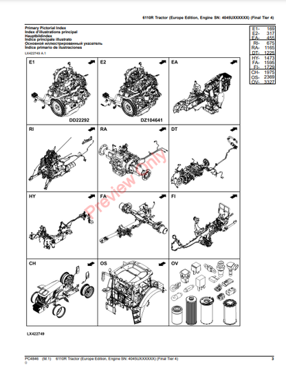 JOHN DEERE 6110R TRACTOR (EUROPE EDITION, ENGINE SN:4045UXXXXXX) (FINAL TIER 4) PC4846 - PARTS CATALOG MANUAL