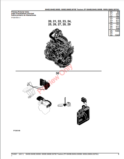 JOHN DEERE 5045D, 5045E, 5055D, 5055E, 5065E, 5075E TRACTORS (TIER 2) (8X4 AND 9X3 TSS TRANSMISSIONW WITH OOS) (NORTH AMERICA EDITION) PC4501 - PARTS CATALOG MANUAL