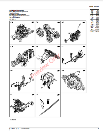 JOHN DEERE 5100R TRACTOR PC13672 - PARTS CATALOG MANUAL