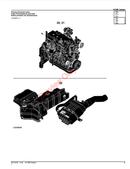 JOHN DEERE 5115M TRACTOR PC11018 - PARTS CATALOG MANUAL