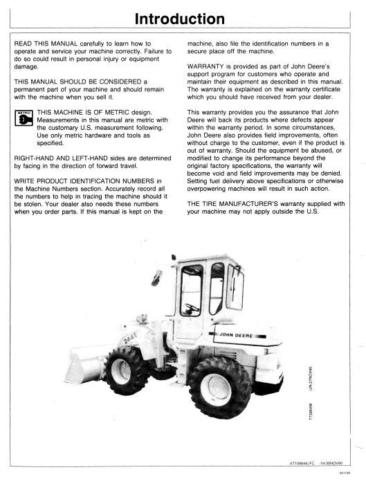 JOHN DEERE 290D (D SERIES) Construction Excavators OPERATOR MANUAL - OMAT130302_