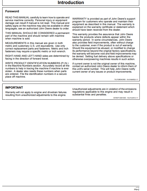 OPERATOR MANUAL - JOHN DEERE 380GLC (G SERIES) Construction Excavators - OMT310294_24